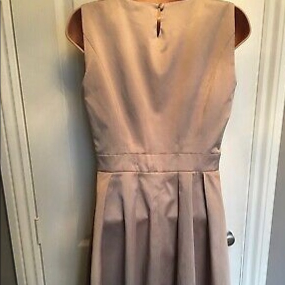 Satin sand colored skater dress with sequin collar - Picture 3 of 9